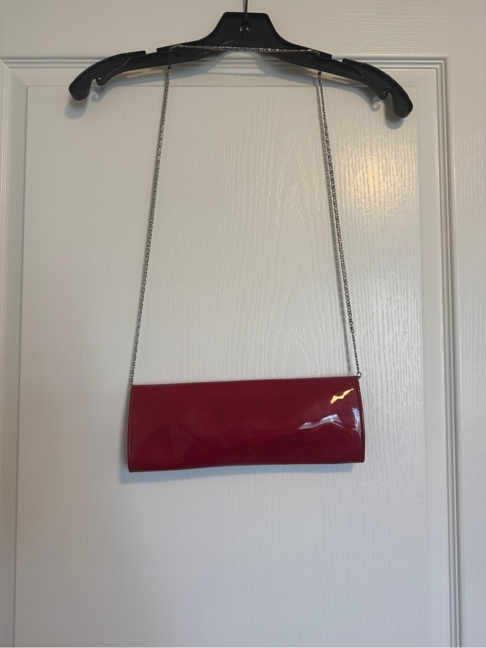 Aldo Red Patent Clutch with Silver Chain
